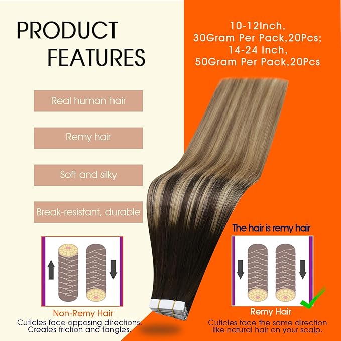 Full Shine Tape in Hair Extensions Human Hair Color 2 Brown Fading to 8 Ash Brown Highlight 27 Blonde 16Inch Invisible Tape in Extensions Human Hair Seamless Hair Extensions 50G 20Pcs Add Volume