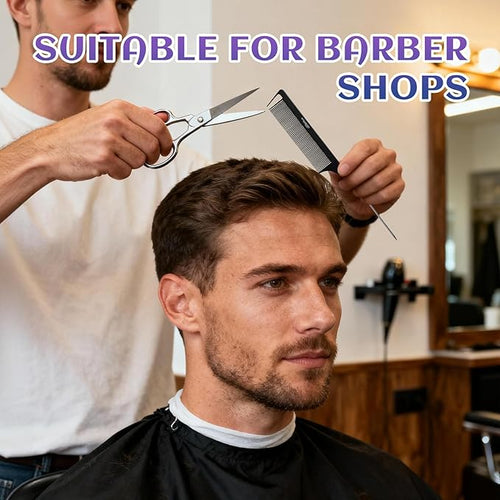 2Pcs Combs for Women and Men，Professional Black Carbon Fiber Teasing Comb，Combs for Hair Stylist, Fine and Wide Tooth Styling Comb for All Hair Types（Style 1）