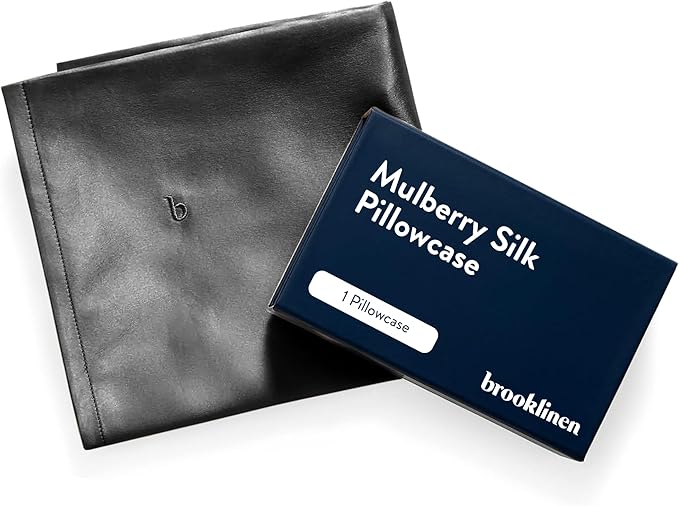 Brooklinen Mulberry Silk Pillowcase – 100% Pure Silk Pillow Case, Soft & Durable, Anti-Friction Comfort, Hight Quality Smooth Texture – Machine Washable & Breathable – King Size (Carbon)