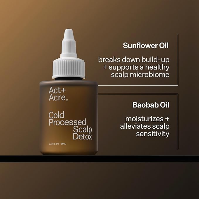 ACT+ ACRE Cold Processed Scalp Detox Oil - Sulfate-Free Care for Flaky, Dry and Itchy Scalp - Promotes Thicker, Fuller-Looking Hair