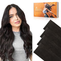 DOORES Invisi Edge Tape in Wide Hair Extensions Human Hair, Dark Brown 4PCS Injection Tape ins 20g 24 Inch, Virgin Human 3 Inch Wide Injected Extensions Invisible