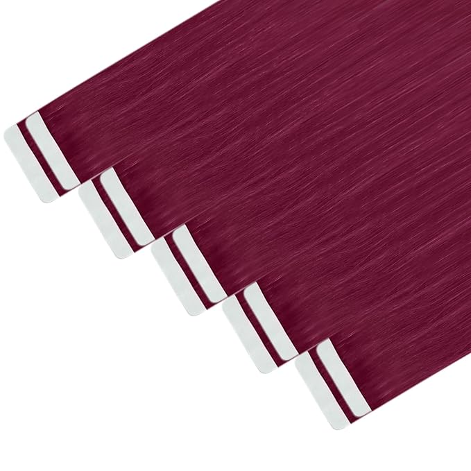 YoungSee Tape in Hair Extensions Human Hair Magenta Human Hair Tape in Extensions Red 12 Inch Colorful Hair Extensions Tape in For Party 20g 10pcs