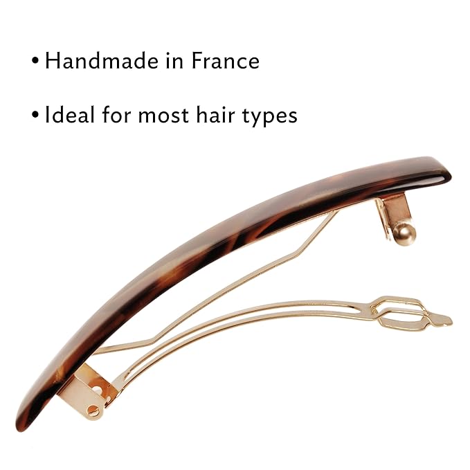 Brown Hair Barrette for Thin Hair, Classic Rectangle French Barrette for Women, Lightweight and Comfortable, Strong Hold, Africa | France Luxe