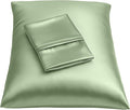 BLISSFORD Satin Pillowcase with Zipper, for Hair and Skin Care, Feels Soft and Cool Like a Silk Pillowcase, Satin Pillow Cases 2 Pack, Slik Pillow Cover, Sage Green -King Size -Set of 2