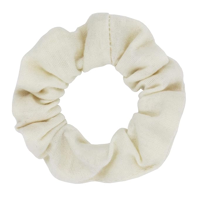 Cotton Hair Scrunchies Single Jersey Solid Color Ponytail Holders Elastic Hair Ties for Women Accessories (Beige)