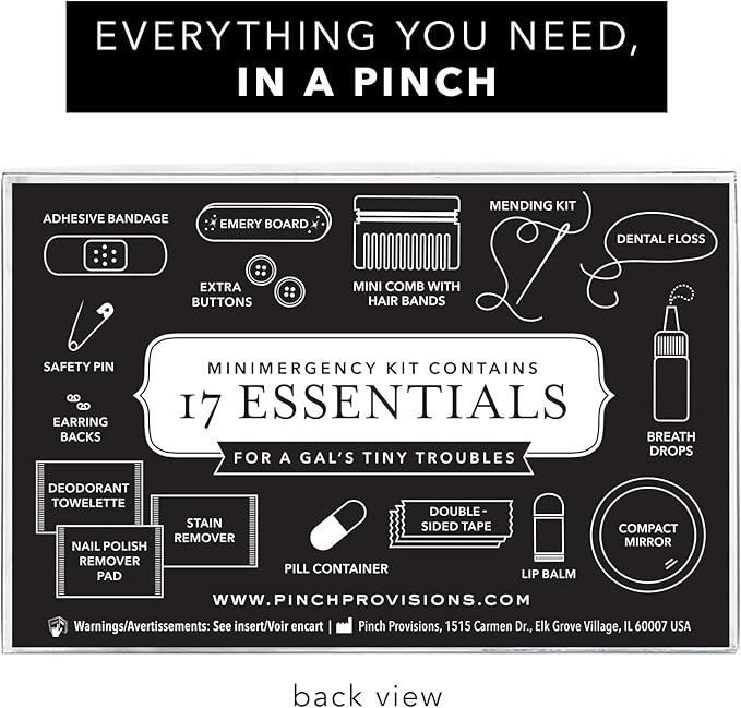 Pinch Provisions Olive Glitter Minimergency Kit, includes 17 Travel-Sized Cosmetic Essentials, Convenient for Purses, Emergency Beauty Accessories, Gifts for Holiday’s & Birthday’s