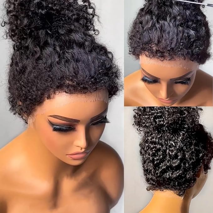 250% Density Deep Wave Human Hair Wig13x6 Mongolian Lace Front Deep Curly Lace Front Wigs Human Hair Pre Plucked Deep Wave Frontal wig For Black Women Full And Thick (34 Inch, 13x6 Wig)