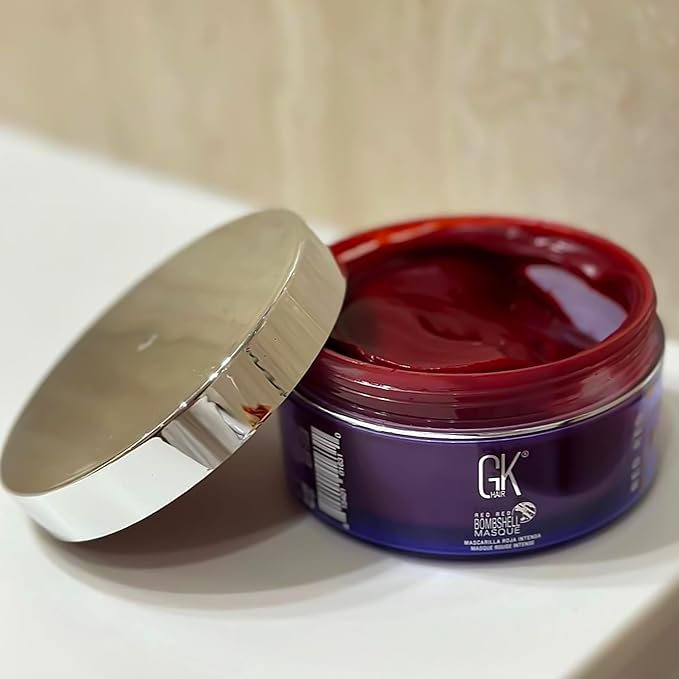 GK HAIR Global Keratin Red Red Bombshell Masque (7.05 Fl Oz/200 g) Semi-Permanent Long Lasting Hair Toning Color Pigments Moisturizing Styling and Coloring Mask for All Hair Types Unisex
