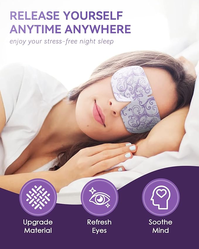 30 Packs Lavender Steam Eye Mask - Heated Eye Mask for Dark Circles and Puffiness Warm Eye Mask for Dry Eye Mask Relief Eye Fatigue Headache Hot Sleep Eye Mask for Disposable Moist Heat Eye Compress