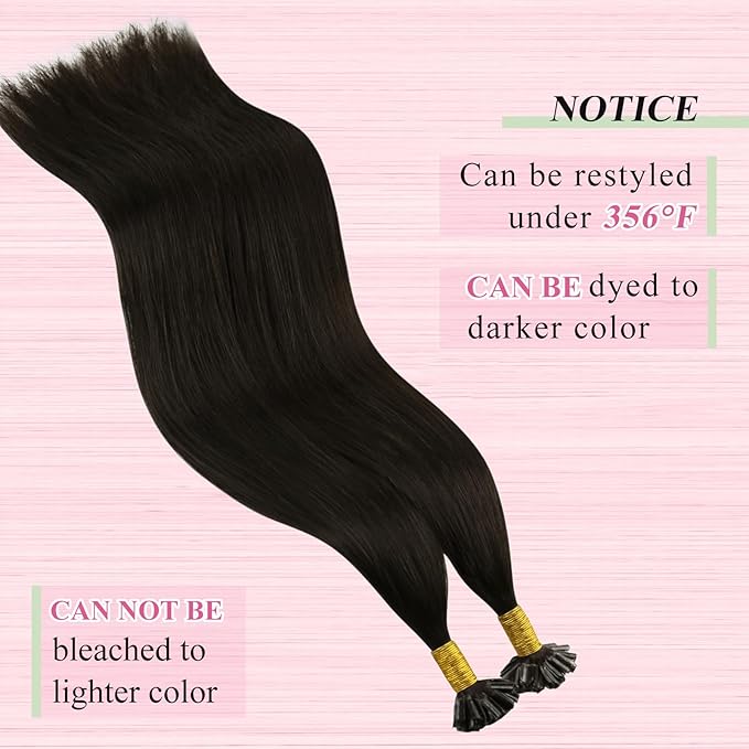 YoungSee U Tip Hair Extensions Human Hair Brown 16 Inch Darkest Brown K Tip Hair Extensions Real Human Hair 50s/50g