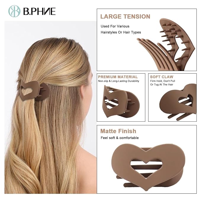 Flat Hair Claw Clips for Women,Matte Medium Hair Clips for Thick & Thin Hair- Comfortable Everyday Use for Office, Yoga, Party & Casual Styling (4PCS D)