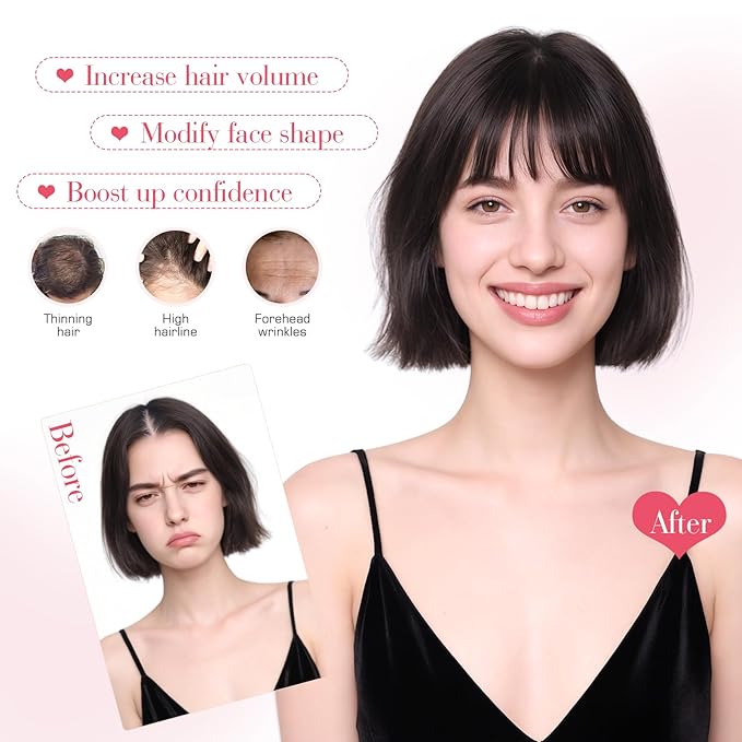 Hairro Clip In Bangs Wispy Hair Toppers For Women Remy Human Hair Short Thin Topper Hairpieces 3D Cover Clip On Fake Air Bang 11 Inches 14.5g #04 Medium Brown