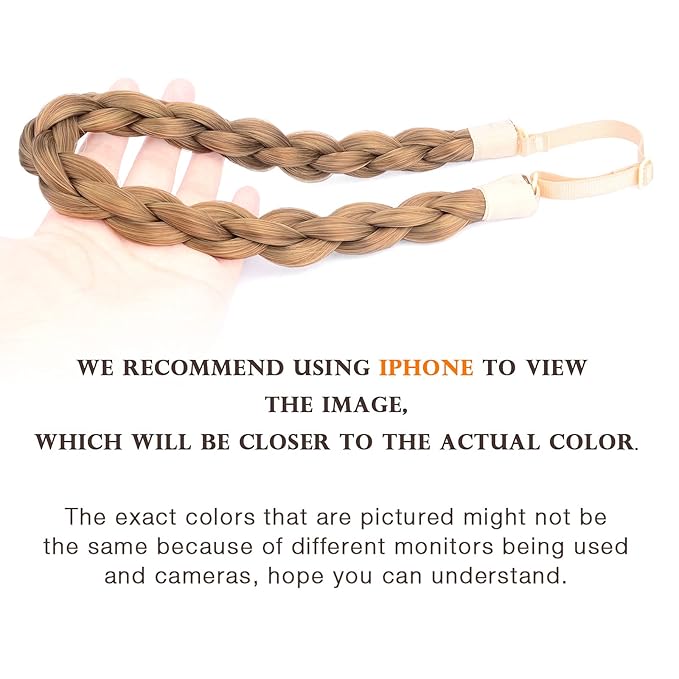 DIGUAN Chubby Narrow Synthetic Hair Braided Headband Classic Chunky Plaited Braids Elastic Stretch Hairpiece Women Girl Beauty accessory, 58g (Caramel Brown)