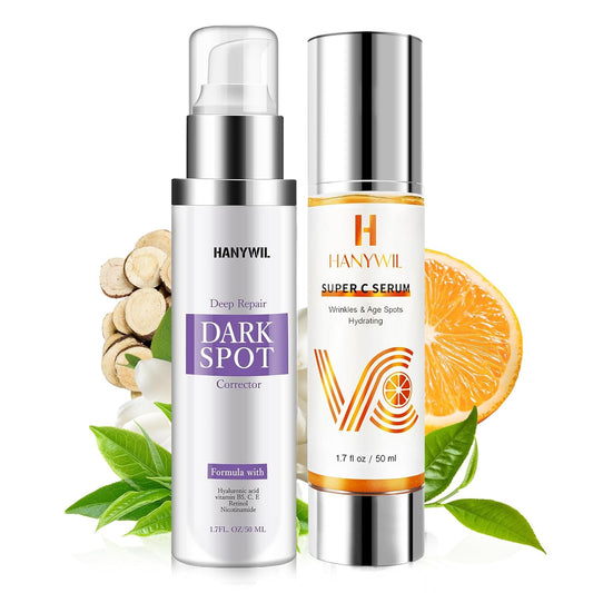 HANYWIL Dark Spot Corrector & Vitamin C Serum Duo,Brightening Corrector Cream &(2 x 1.7 Fl Oz)