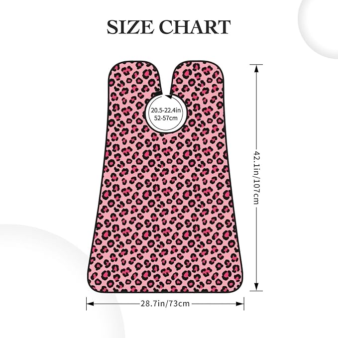 No-Slip Shaving Bib, Beard Grooming Apron with Strong Suction Cups, Cheetah Leopard Print Pink Floral