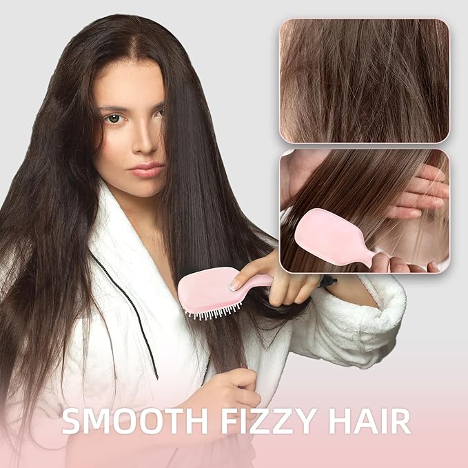 Mini Hair Bursh for Women Men and Kids, Protable Travel Size Hair Brush for Pockets Purses, Mini Detangler Brush for All Hair Types, Small Paddle Brush for Detangling (Pink)