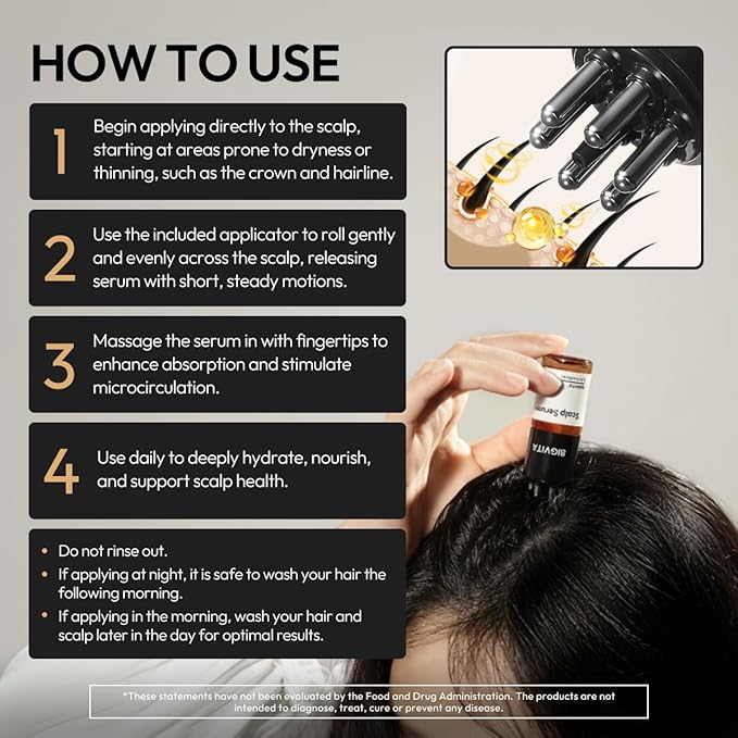 BIGVITA Scalp Serum + | Scalp Massager Applicator for Thicker, Fuller Hair | Hair Growth, Dry Scalp Relief | Biotin, AnaGain™, Centella & Natural Leaf Extracts | Soothes Itchy, Flaky Scalp