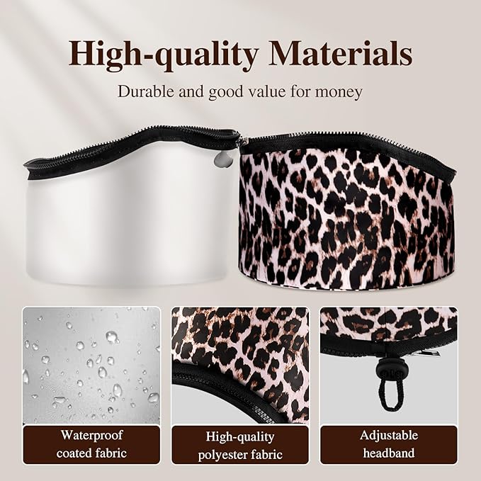 Heat Cap Leopard Thermal Steam Cap - 10-Level Heating for Deep Conditioning Natural and Black Hair at Home