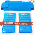 Perfect Remedy 2-Pack Gel Ice Packs for Injuries with Strap Cover, Flexible Hot Cold Compress, Soothing Soft Ice Packs for aid in Injuries Conditions, Alternative to Hot Water Bottles (Blue, Regular)
