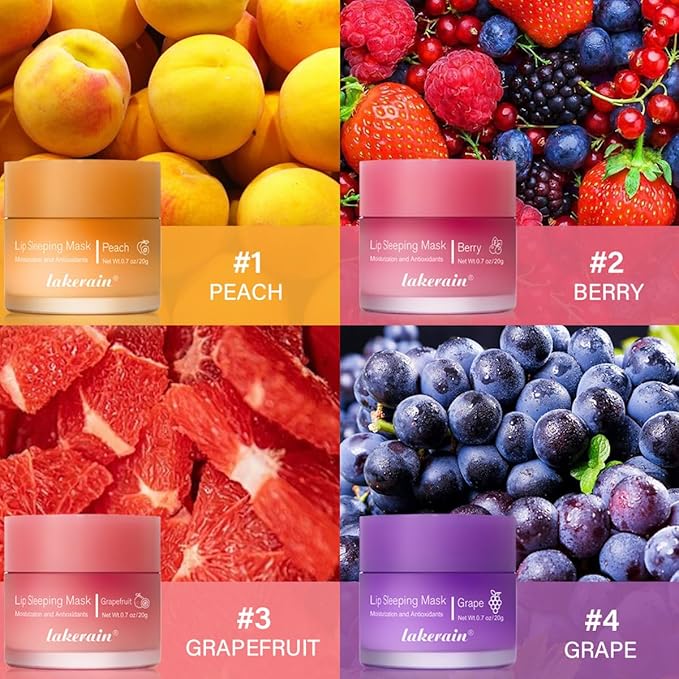 Hydrating Lip Sleeping Mask, Long Lasting Hydrating Night Lip Balms for Intensive Moisturizing and Care, Prevention Dry and Crack (BERRY) 0.7 OZ