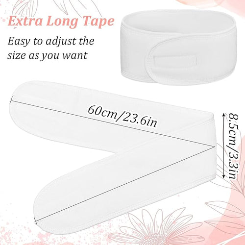 30 Pack Spa Headbands, Adjustable Terry Cloth Hair Wrap for Women, Facial Makeup Shower Sports Headband White