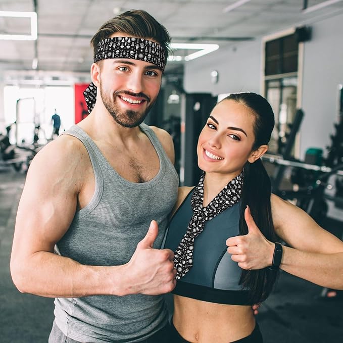 Men's Women Halloween Goth Gothic Raven Crow Skull Sun Moon Tattoos Sports Sweatband Boho Style Lovely Head Ribbon Headdress for Yoga Athletic Spa