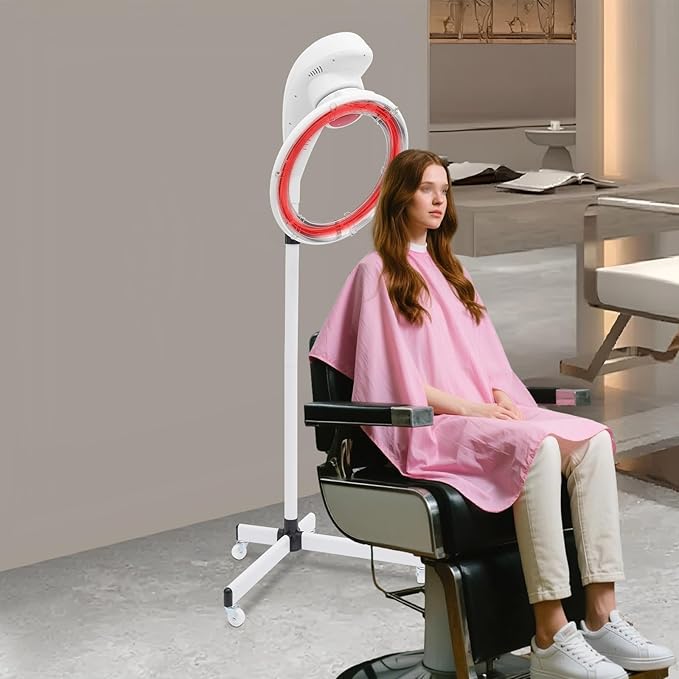 Stand Hair Dryer,360° Orbiting Infrared Hair Dryer,Orbiting Rotating Hair Processor with Rolling Base,Hair Steamer Standing Professional Color Processor Drying Perming Machine,Perm Salon Styling