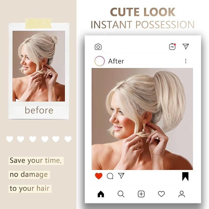 10 Inch Short Ponytail Extension - Clip in Ponytail Hair Extensions, Straight Pony Tails Hair Extensions, Synthetic Claw Clip Ponytail Extension for Women (Color: Light Blonde)