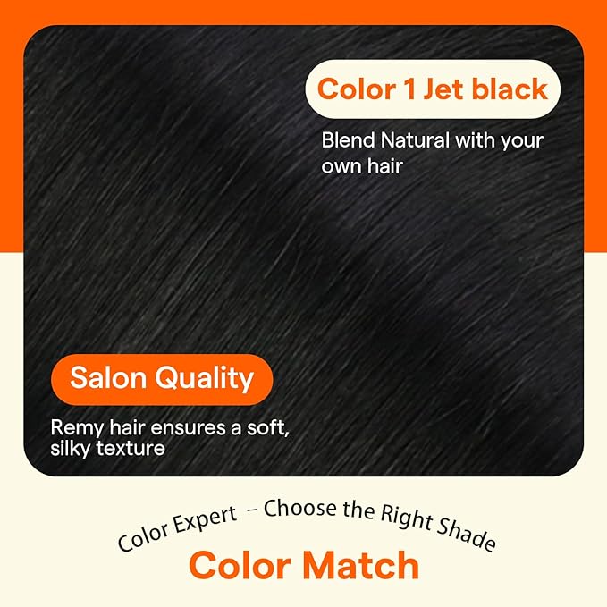 Full Shine Seamless Clip in Hair Extensions, 12Inch Thinning Hair Extensions Fill Ins, Black Clip in Hair Extensions Remy Human Hair for Women, Add Thickness Color1 4PCS 55g