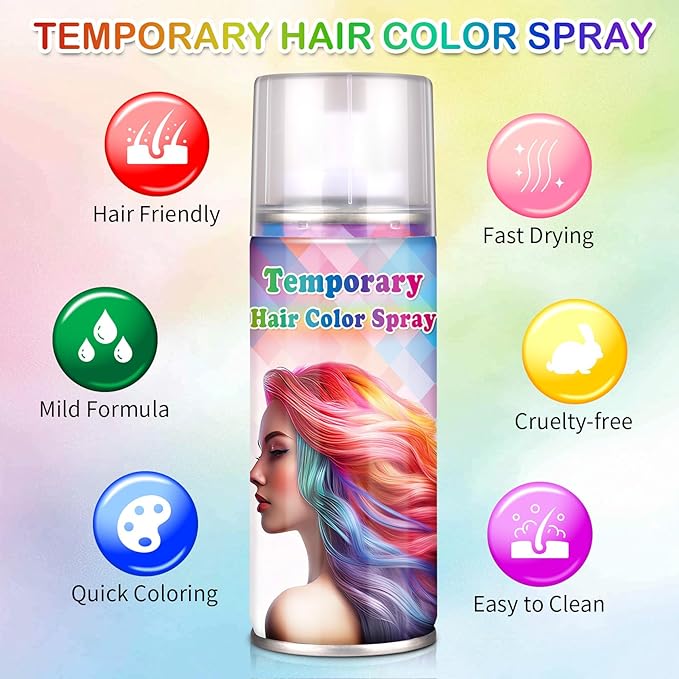 Gold Hair Spray Color Temporary Kids,Natural Washable Temporary Hair Dye for Halloween,Christmas Cosplay Party,120ML (Gold)