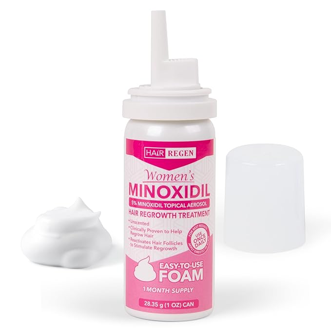Minoxidil Foam for Women 5% Percent - Women's Hair Growth Treatment for Her - Topical Foaming Minoxidil for Women - Great for Hair Regrowth and Reduce Hair Loss - 1 Pack as 1 Month Supply