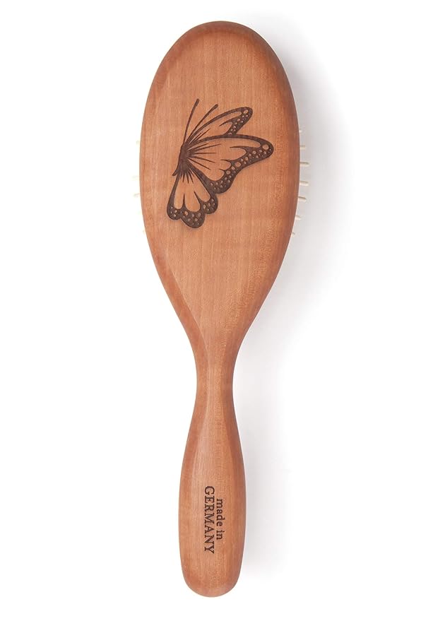 Natural Wooden Hair Brush for Women – Anti Breakage Wood Bristle Brush with Pear Wood Handle, Gentle Scalp Massage, Anti-Static, Made in Germany – Best Rated for All Hair Types
