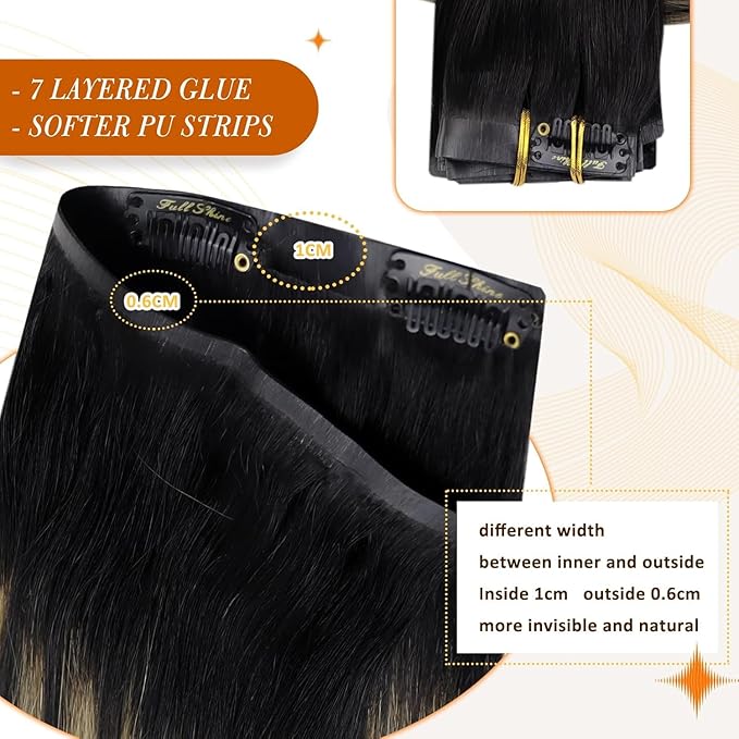 Full Shine Clip in Hair Extensions Real Human Hair Black Root Light Brown Mix Blonde Seamless Hair Extensions Clip in with PU Weft Softness 16 Inch 8 PCS 120 G