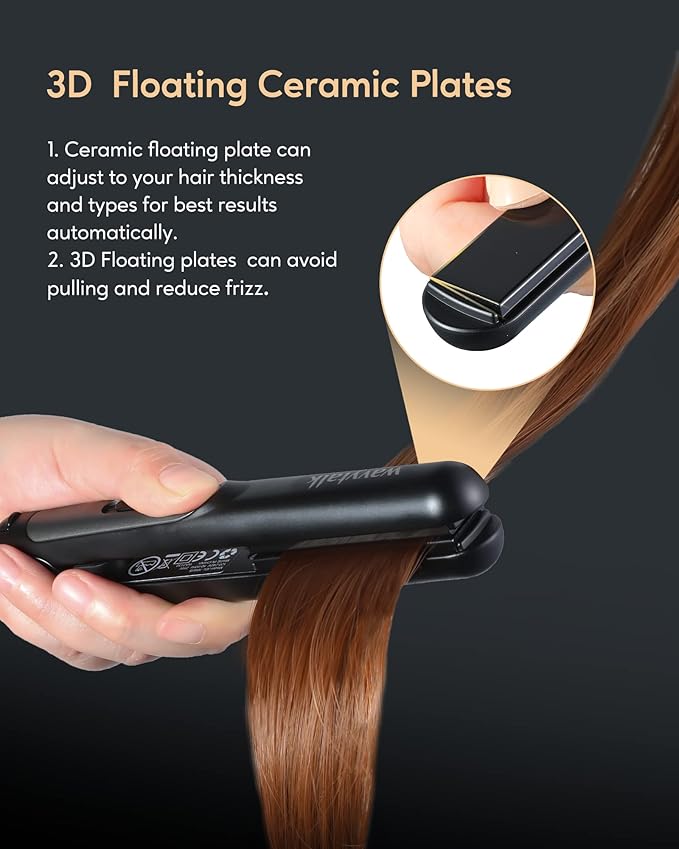 Wavytalk Mini Flat Iron 0.7 Inch Ceramic Mini Hair Straightener, Small Flat Irons for Short Hair, Curls Bangs, Dual Voltage for Travel