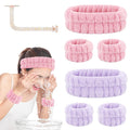 Face Wash Headband and Wristband Set of 2, Microfiber Wristbands for Washing Face Absorbent Spa Wristbands, Fitness