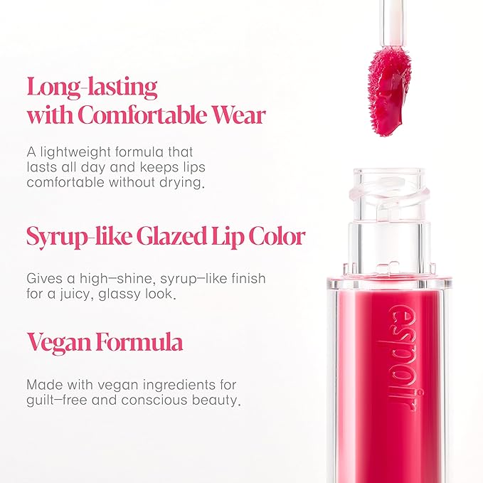 Espoir Couture Lip Tint Glaze #7 Smoked 0.14oz | Volumizing Lip Stain with Syrupy Shine | Long-Lasting & Vibrant Color for Radiant Lip Look | Moisturizing & Glossy Lip Tint | Korean Lip Makeup