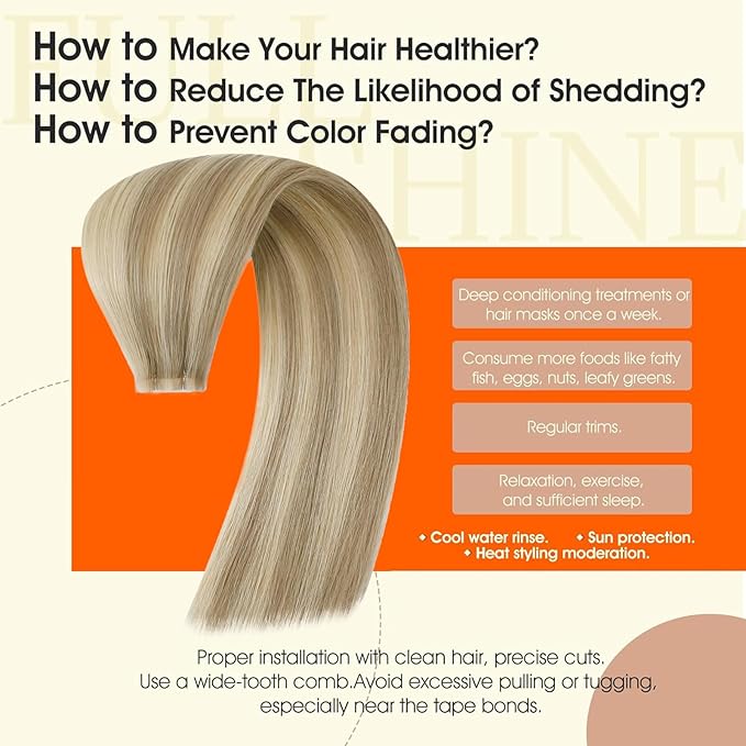 Full Shine Injection Tape in Human Hair Extensions Color 16 Highlighted 22 Blonde Tape in Extensions 24Inch Long Silky Straight Skin Weft 50G 20Pcs Travel Friendly Styling for Women
