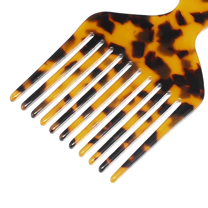 VOCOSTE Wide Tooth, Afro Hair Pick Comb, Hair Styling Tool for Men Women, Plastic, Brown, 4.8 Inch