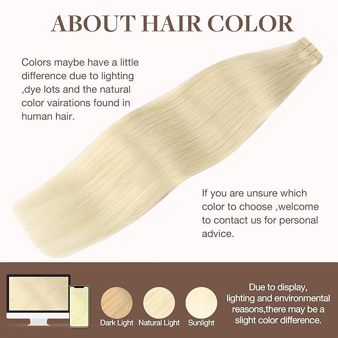 GOO GOO Tape in Hair Extensions Human Hair, 60A Platinum Blonde, 12inch 80g 40pcs, Skin Weft Seamless Invisible, Silky Straight with Thick Ends, Remy Human Hair
