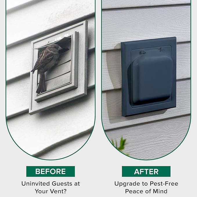 NO-PEST VENT, Exclusive Dual Door Dryer Vent Cover Outdoor 4 inch with Collar, Made in USA w Highest UV Resistant Plastic in any Outdoor Vent Cover (Deep Ocean Blue, 4" Plastic WIth Collar)