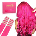 WENNALIFE Tape in Hair Extensions Human Hair Hot Pink Tape in Extensions, 10pcs 30g 24 inch Remy Invisible Tape Ins Straight Colored Soft Real Human Hair Tape in Extensions Refill Set Extensions
