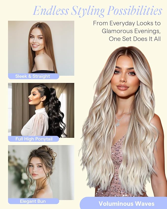 Full Shine Human Hair Clip in Extensions Brown Hair Extensions Clip ins 18 Inch 135 G Medium Brown Balayage Honey Blonde Invisible Hair Extensions for Women 7 Pcs