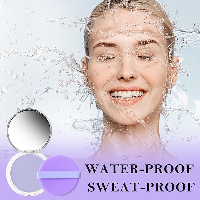 Chillab Lavender Matte Powder, Oil Control Face Pressed Chillab Lavender Matte Powder with Mini Powder Puff, Jelly Pressed Setting Powder Face Makeup, Cruelty Free