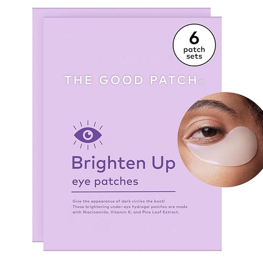 The Good Patch Brighten Up Hydrogel Under Eye Patches for Dark Circles and Puffy Eyes, Made with Niacinamide, Vitamin K, Pine Leaf Extract, Clinically Proven (6 Total Patch Sets)