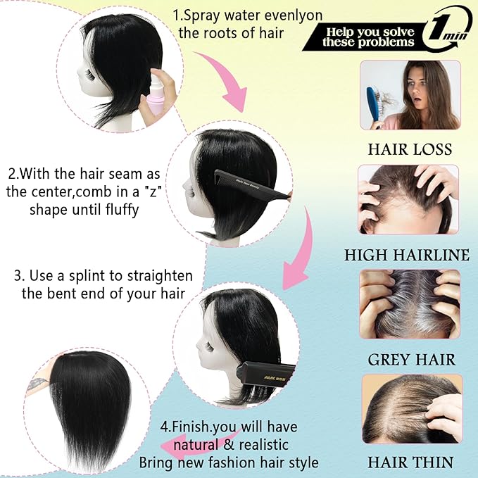 Hair Toppers for Women Real Human Hair, 360° 3D Toppers Pieces for Women with Thinning Crown Wispy Bangs 12 Inch Upgrade Big Basement (Mocha Brown, 12 Inch Wispy Bangs)