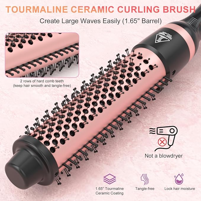 5 in 1 Curling Wand Set, Sixriver Hair Curling Iron with Curling Thermal Brush&4 Interchangeable Ceramic Curling Wand(0.4”-1.25”), Long Lasting Curls, Fast Heating Hair Wand Curler with Glove&2 Clips