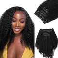 Lashey Seamless Clip in Hair Extensions Real Human Hair 16 Inch 110g 7pcs Afro Kinky Curly Human Hair Clip In Extensions 4C Natural Black Hair