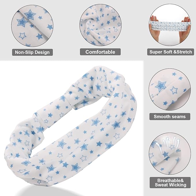 Cobahom 6Pcs Wide Headbands for Women Non Slip Soft Fabric Hair Wrap Boho Head Bands Elastic Sport Hair Bands for Workout Yoga Running (Sweet Flower)