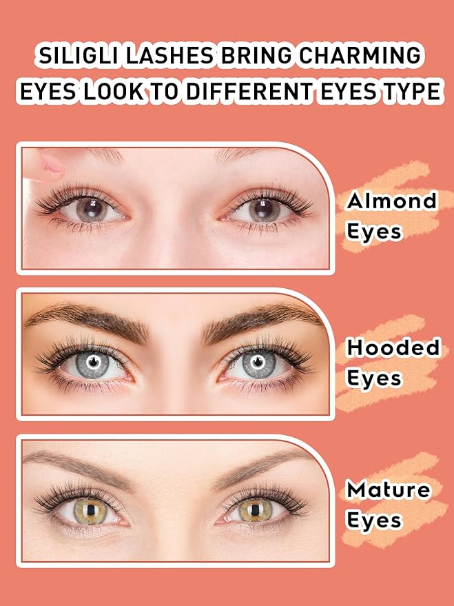 Wispy Cat Eye Lashes False Eyelashes Natural 10mm Short Lashes Pack Soft Strip Eyelash 3D Volume C Curl Natural Eyelashes 7 Pair Siligli Eyelashes