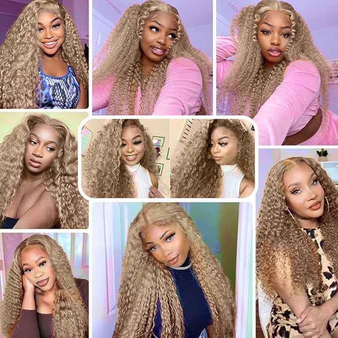 30 32 34 Inch Ash Blonde Bundles Human Hair Color #22 Deep Wave Bundles Niegmeag Brazilian Virgin Soft and Silky Remy Hair Extensions Ash Blonde Deep Wave Bundle